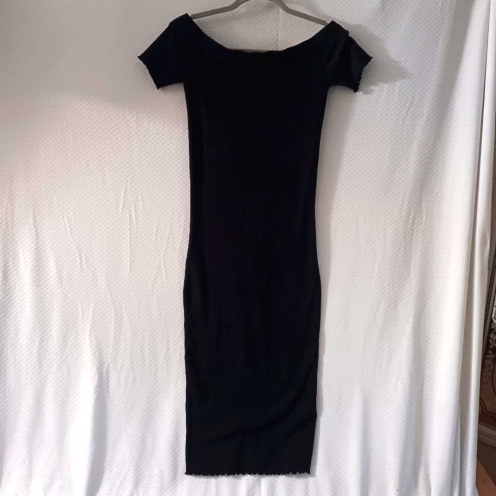 Elegant Black Allsaints Off-Shoulder Dress